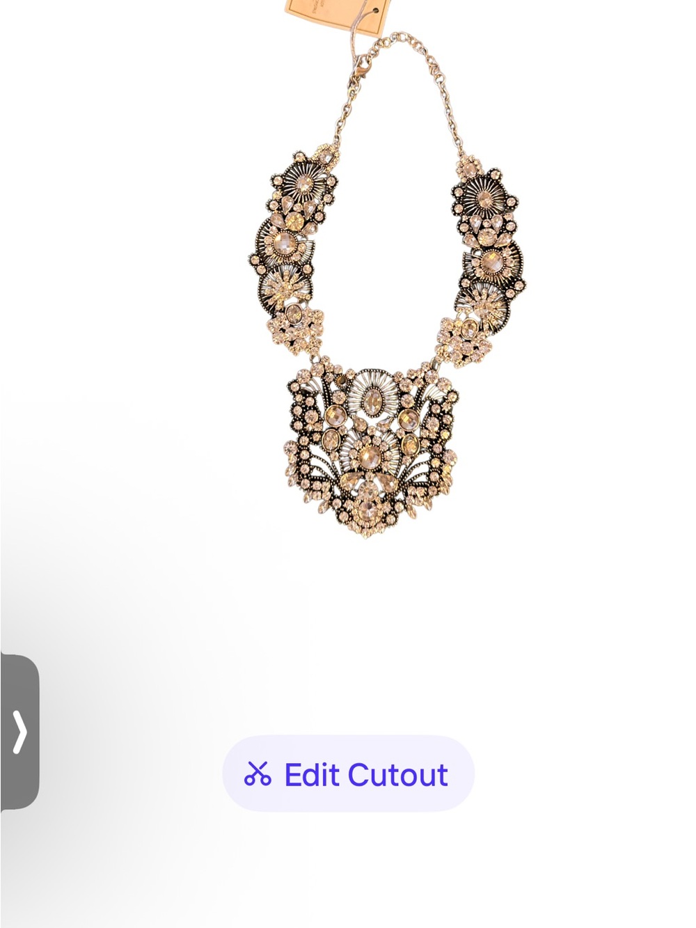 eye candy Gold Floral Bib Necklace with Crystal Accents